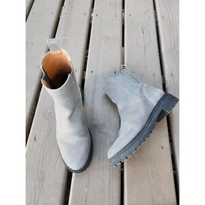 Lucky Brand Chelsea Boots Grey Suede Lug Sole Ankle Booties Size 8.5M